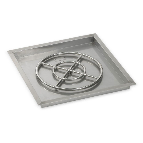 American Fire Products 12" Stainless Steel Square Drop In Pan With 6" Fire Ring -  SS-SQP-12-ASBL