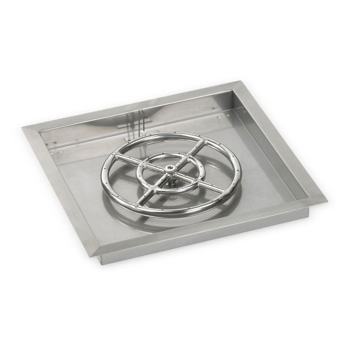 American Fire Products 18" Stainless Steel Square Drop In Pan With 12" Fire Ring - SS-SQP-18-ASBL