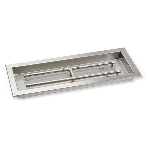 American Fire Products 24" x 8" Stainless Steel Rectangular Drop-In Fire Pit Pan - SS-AFPP-24