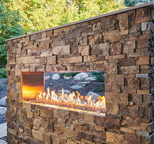 The Outdoor GreatRoom Company 40-Inch Linear Ready-to-Finish See-Through Propane Fireplace W/ Manual Ignition