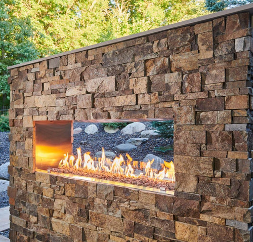 The Outdoor GreatRoom Company 60-Inch Linear Ready-to-Finish See-Through Natural Gas Fireplace W/ Direct Spark Ignition