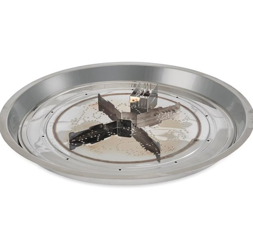 The Outdoor GreatRoom Company Crystal Fire Plus 32 Inch Drop-In Round 105,000 BTU Propane Fire Pit Burner Kit w/ Direct Spark Ignition - Stainless Steel