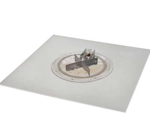 The Outdoor GreatRoom Company Crystal Fire Plus 36 Inch Flat Square 106,000 BTU Natural Gas Fire Pit Burner Kit w/ Direct Spark Ignition - Stainless Steel