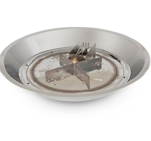 The Outdoor GreatRoom Company Crystal Fire Plus 20 Inch Drop-In Round 55,000 BTU Propane Fire Pit Burner Kit w/ Direct Spark Ignition - Stainless Steel