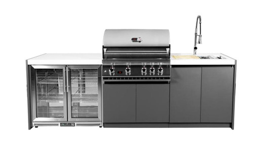 Whistler 4-Burner 102 x 28-Inch Gas Grill Island with Infrared Rear Burner, Refrigerator, Sink, and Rotisserie Kit