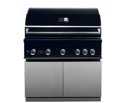 Whistler 42-Inch 5-Burner Gas Grill on Stainless Steel Cabinet with Rear Infrared Burner, Grill Lights, Rotisserie Kit & Cover - Black Stainless