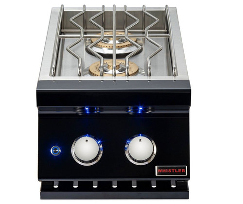 Whistler Built-In Gas Double Side Burner with Lid - Black Stainless Steel