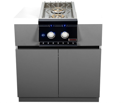 Whistler 31-Inch Stainless Steel Side Burner Cabinet with Gas Double Side Burner - Black Stainless