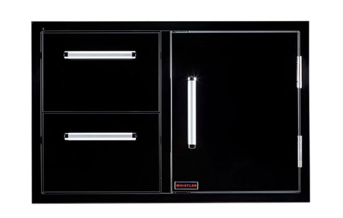 Whistler 33-Inch Black Stainless Steel Double Drawer and Door Combo with Paper Towel Holder