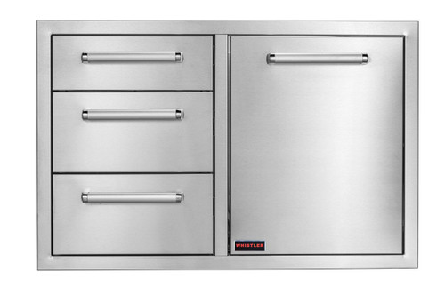 Whistler 33-Inch Stainless Steel Triple Drawer and Trash Can/Propane Tank Drawer