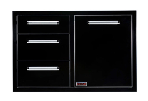 Whistler 33-Inch Black Stainless Steel Triple Drawer and Trash Can/Propane Tank Drawer