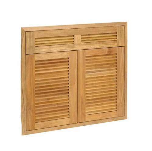 Pacific Teak Millworks 30 Inch Louvered Double Access Door W/ False Drawer - AD2F-30L