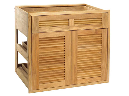 Pacific Teak Millworks 30 Inch Louvered 1 Drawer/2 Door Combo W/ 2 Rollout Trays - C12T-30L