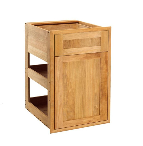 Pacific Teak Millworks 18-Inch Shaker Panel Teak Wood Drawer/Door Combo with Shelf - C11S-18C