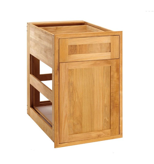 Pacific Teak Millworks 18-Inch Shaker Panel Teak Wood Drawer/Pullout Combo - C11P-18S