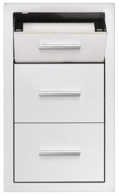 Summerset 17 Inch Vertical 2-Drawer & Paper Towel Holder Combo Masonry Frame Return