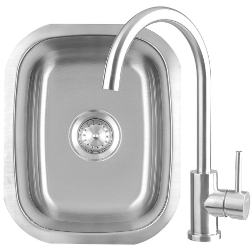 TrueFlame 19-Inch Outdoor Rated Single Bowl Undermount Sink w/Gooseneck Hot and Cold Water - TF-SNK-19U