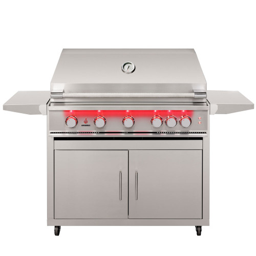 TrueFlame Stainless Deluxe Cart & TrueFlame 40-Inch 3 Burner Grill - TF40 + CART-TF-40DC