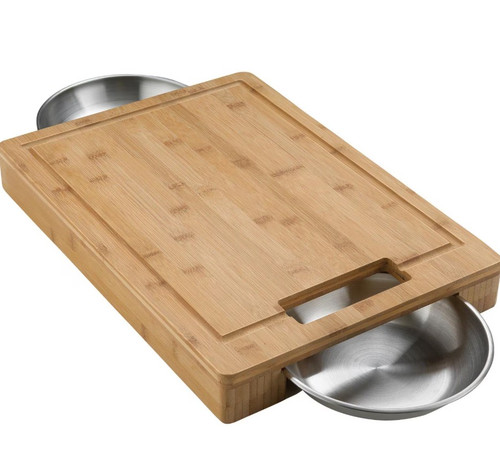 Napoleon PRO Bamboo Cutting Board w/ Stainless Steel Bowls - 70012