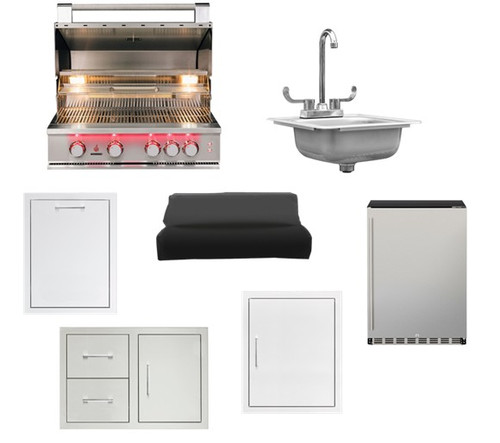 TrueFlame 7-Piece 32-Inch Outdoor Kitchen Deluxe Package