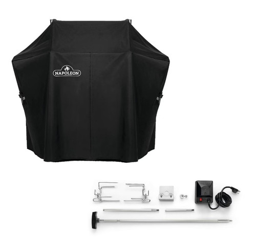 Napoleon Rogue 425 Grill Cover & Rotisserie Kit Bundle