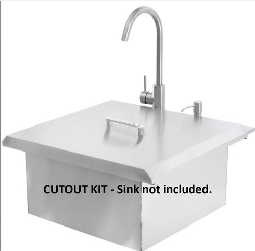 BBQ Girls Premium 21-Inch Outdoor Rated Stainless Steel Drop In Sink With Hot/Cold Faucet CUTOUT KIT