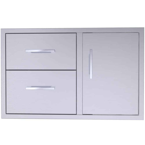 Sunstone Signature Series 36-Inch Stainless Steel Beveled Frame Double Access Drawer and Door Combo