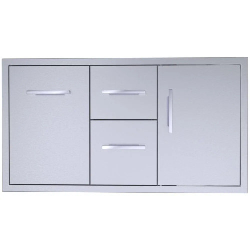 Sunstone Signature Series 36-Inch Stainless Steel Beveled Frame Double Access Drawer and Double Door Combo