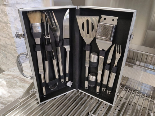 Sunstone Grills 10 Piece Stainless Steel BBQ Tool Set with Carry Case