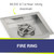 American Fire Products 12" Stainless Steel Square Drop In Pan With 6" Fire Ring -  SS-SQP-12-ASBL