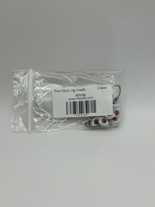 Free Style 3D eyes 1/16 Jig Head White