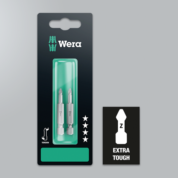 Wera 855/4 Pozidriv Bits (Torsion Zone) 2Pk 4013288037985