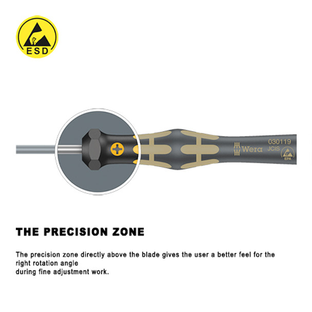 The precision zone directly above
the blade gives the user a better
feel for the right rotation angle
during fine adjustment work.