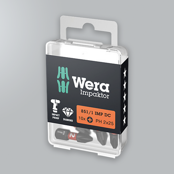 Wera 851 Pozidriv Bits (Impaktor 10 Pack) 