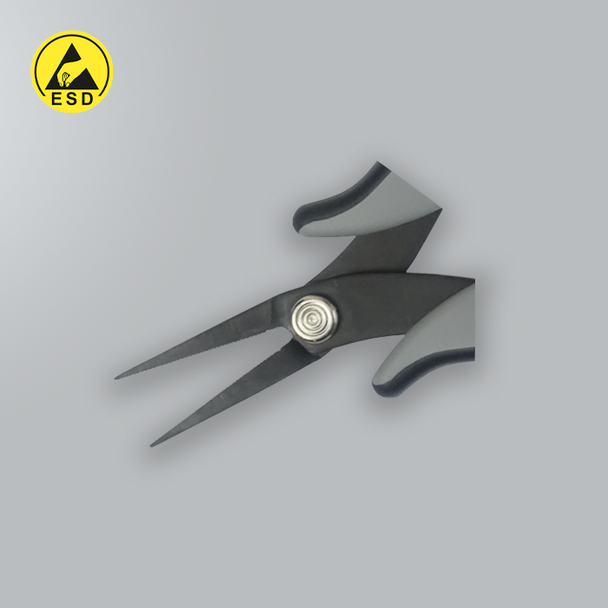 Long Needle-Nose Plier - Serrated ESD - close up