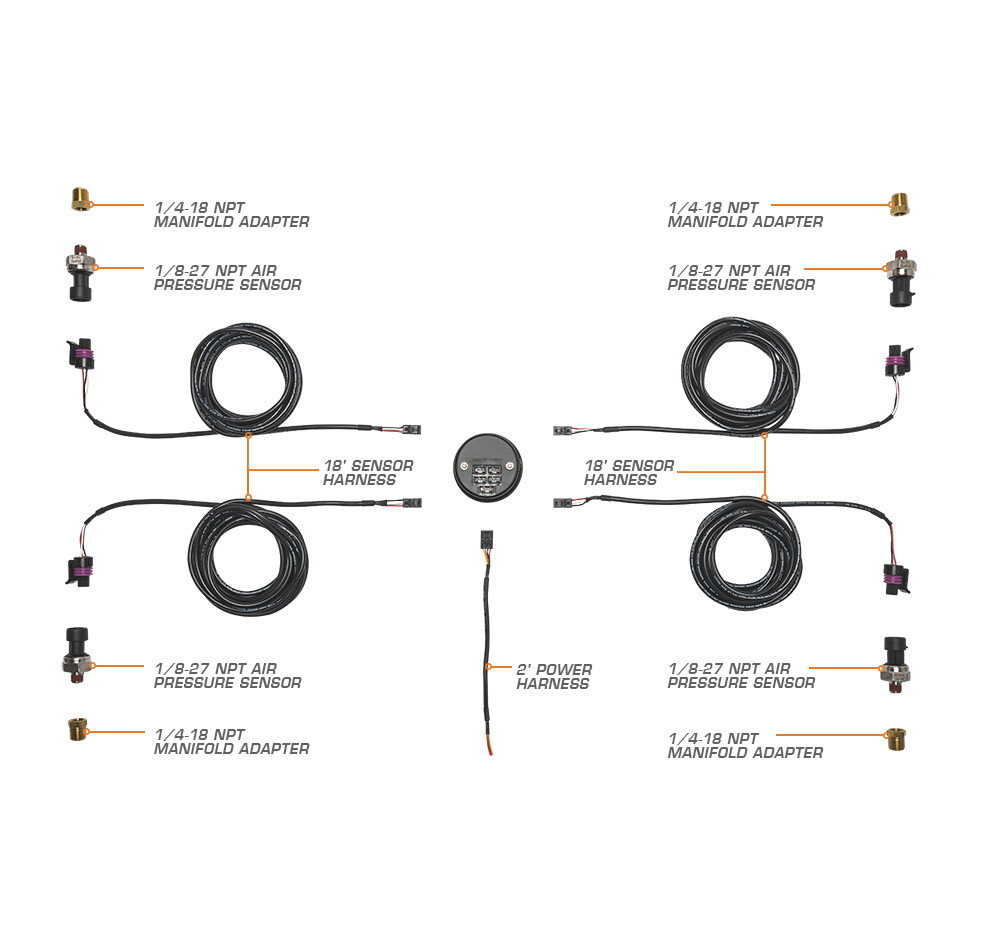 GlowShift 10 Color Digital Quad Air Pressure Gauge