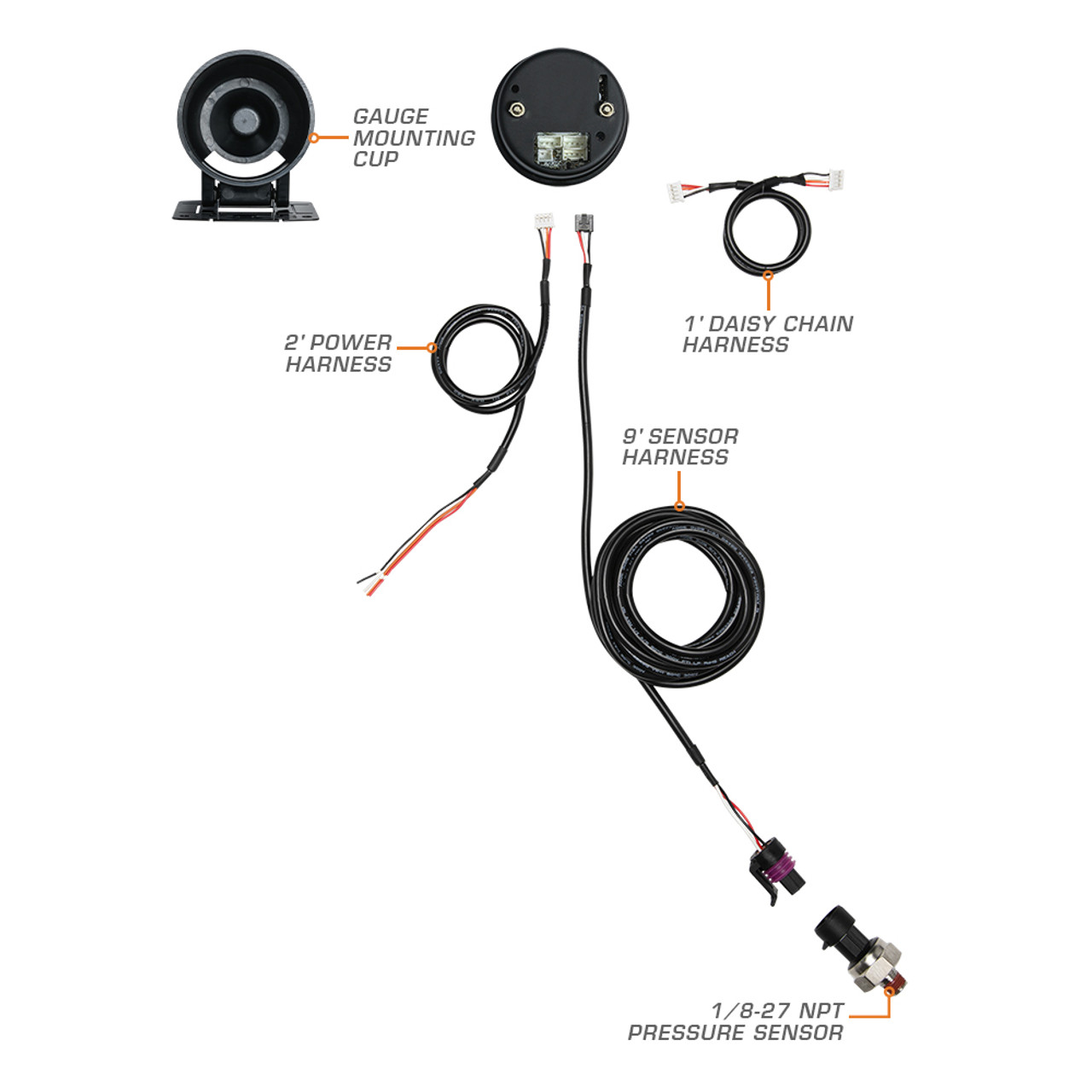 GlowShift | Elite 10 Color Series 100 PSI Fuel Pressure Gauge