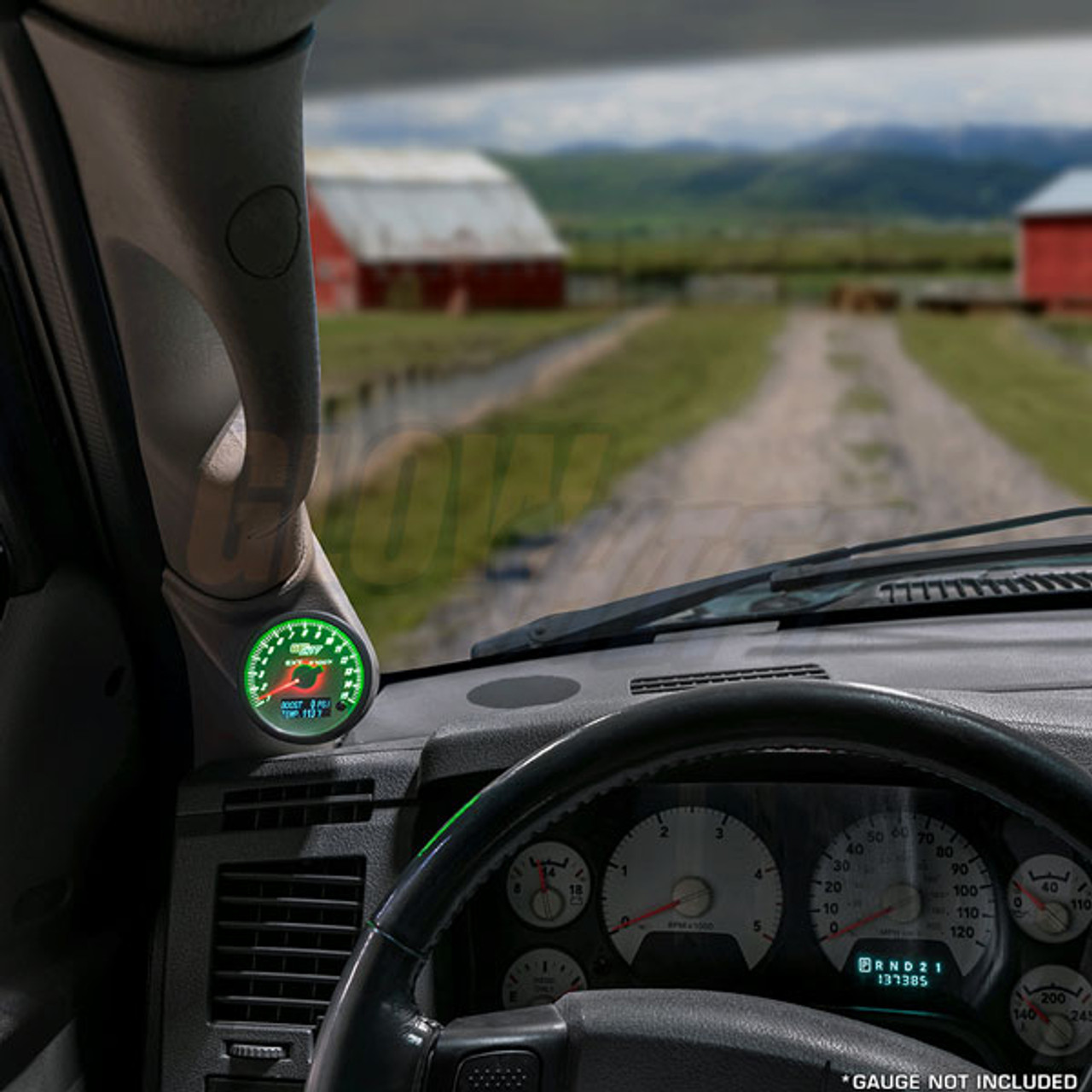 GlowShift Taupe Single Pillar 3in1 Gauge Pod for 2003-2009 Dodge Ram  Cummins