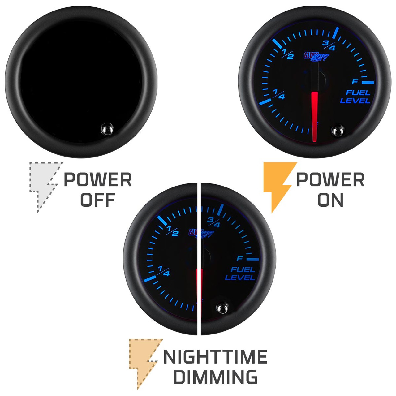 GlowShift | Tinted 7 Color Fuel Level Gauge