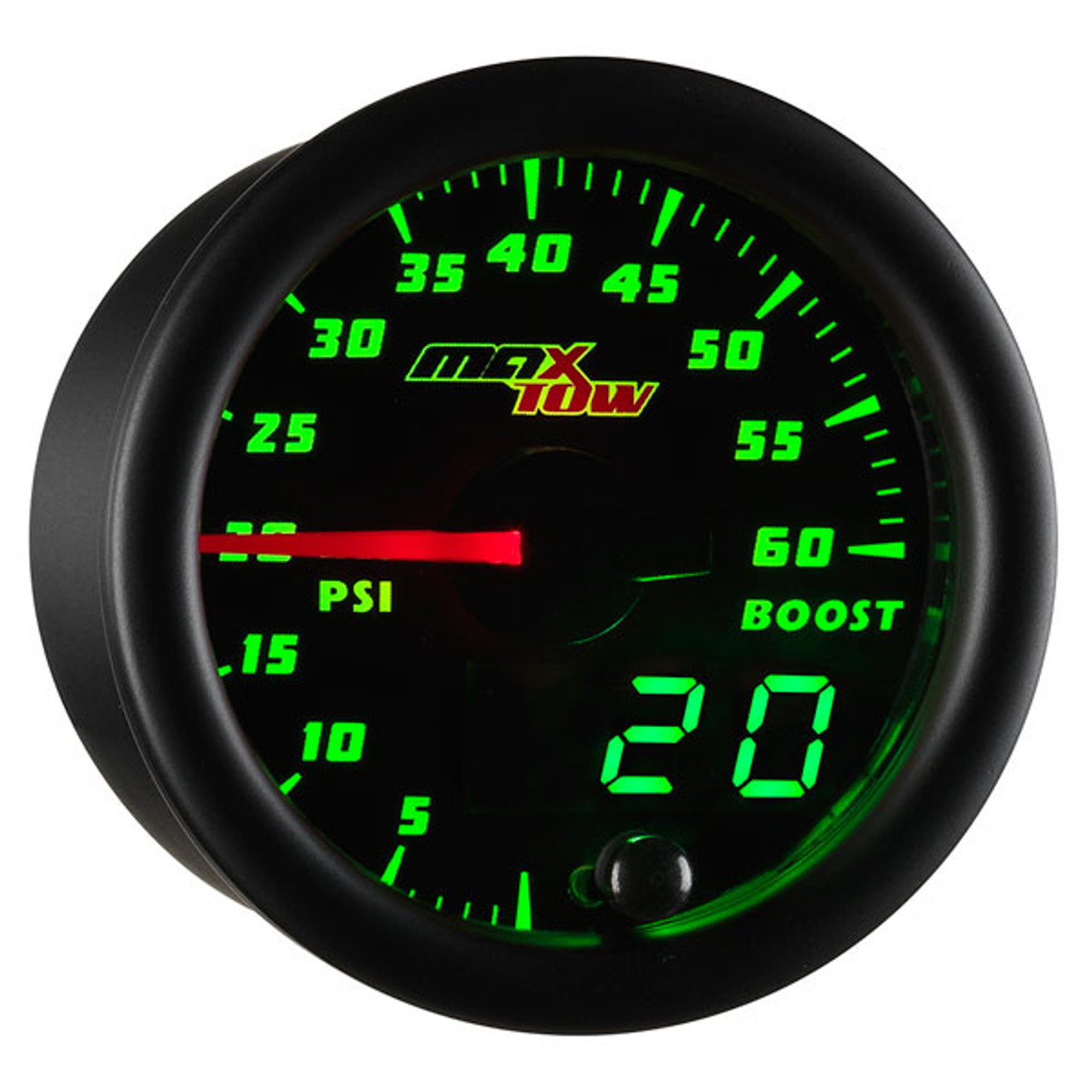 Black & Green MaxTow 60 PSI Boost Gauge