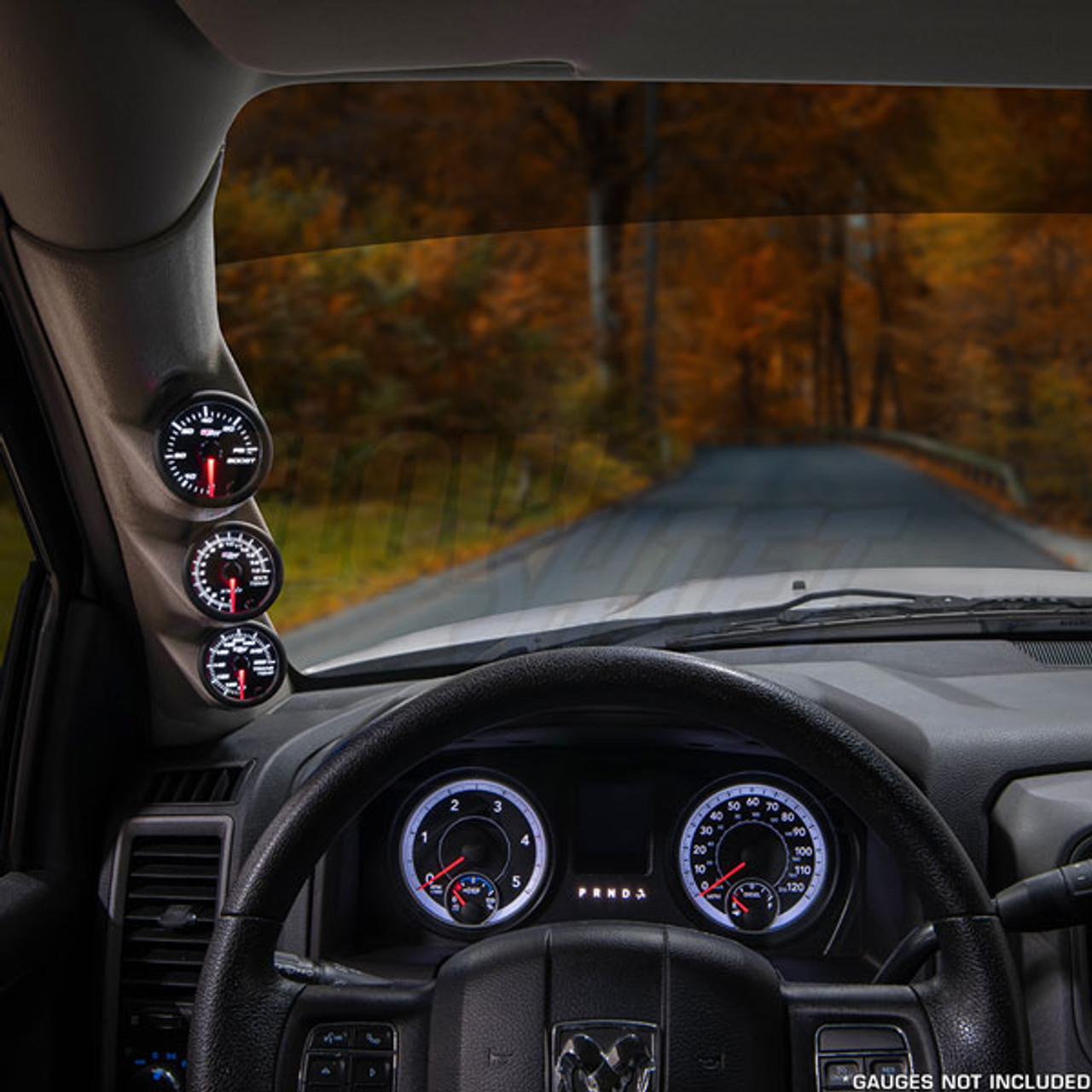 GlowShift Taupe Triple Pillar Gauge Pod for 2010-2018 Dodge Ram 6.7  Cummins