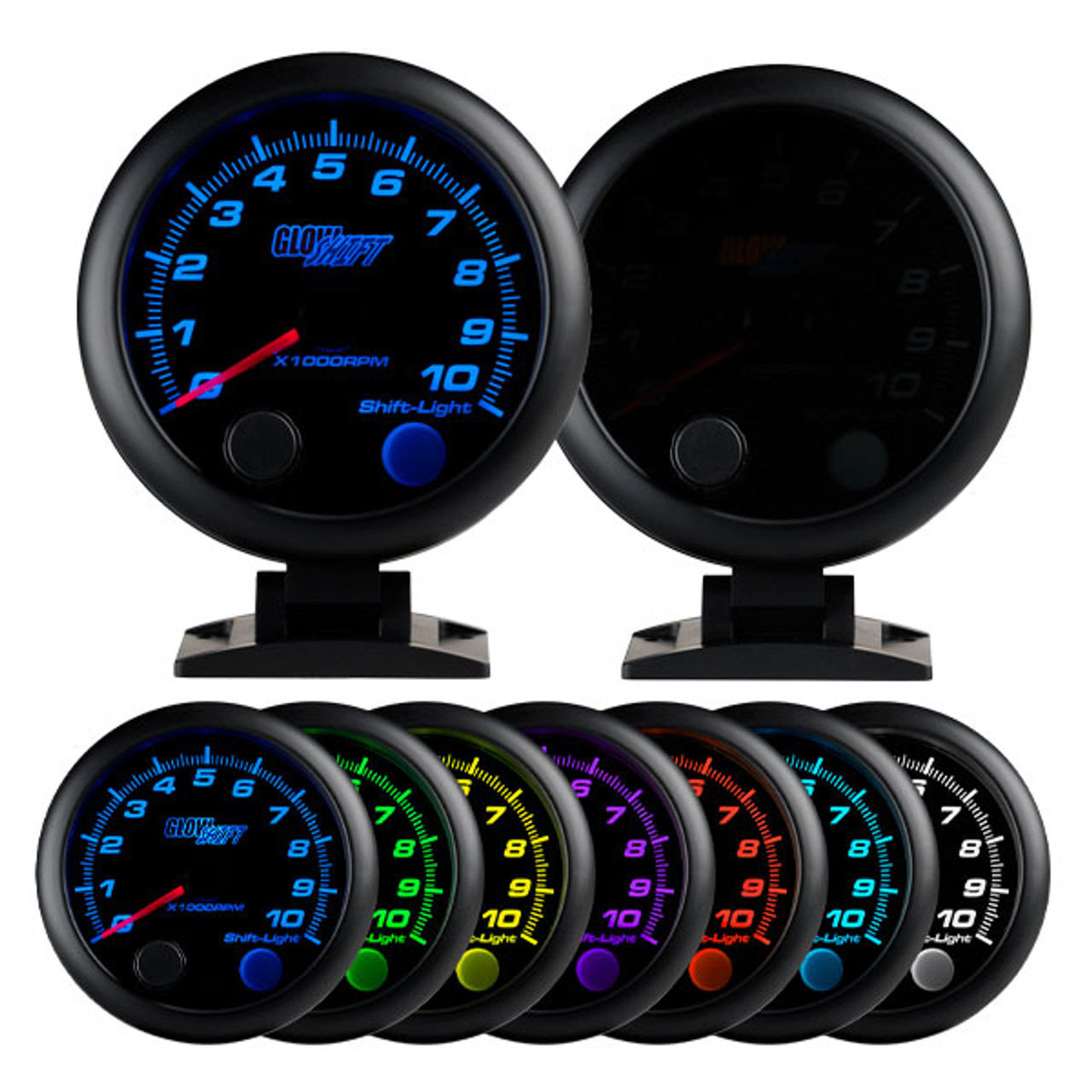 GlowShift Tinted 7 Color 3 4 Tachometer W Shift Light