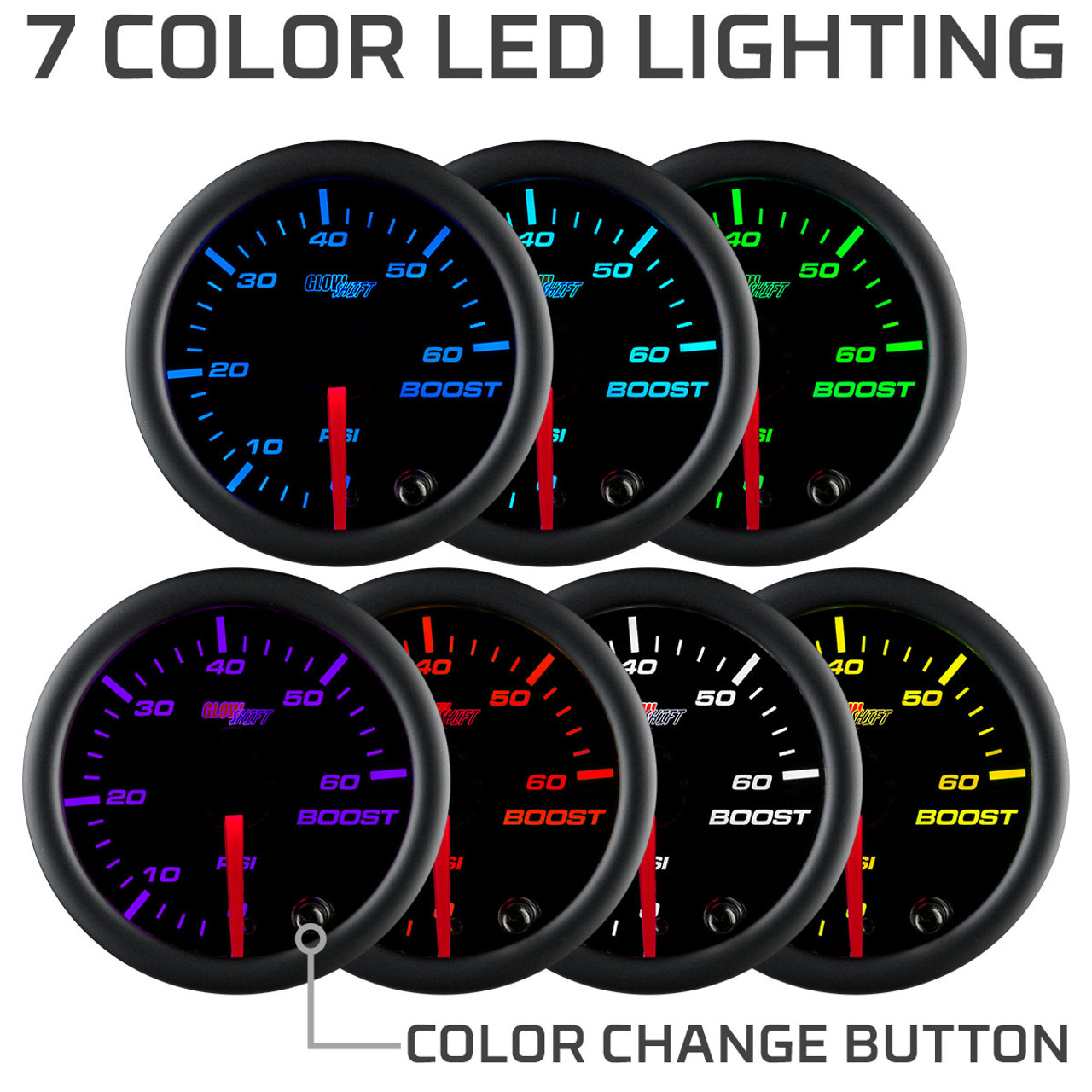 H7-40 P PSA10 ベジット GlowShift | Black 7 Color 60 PSI Boost Gauge