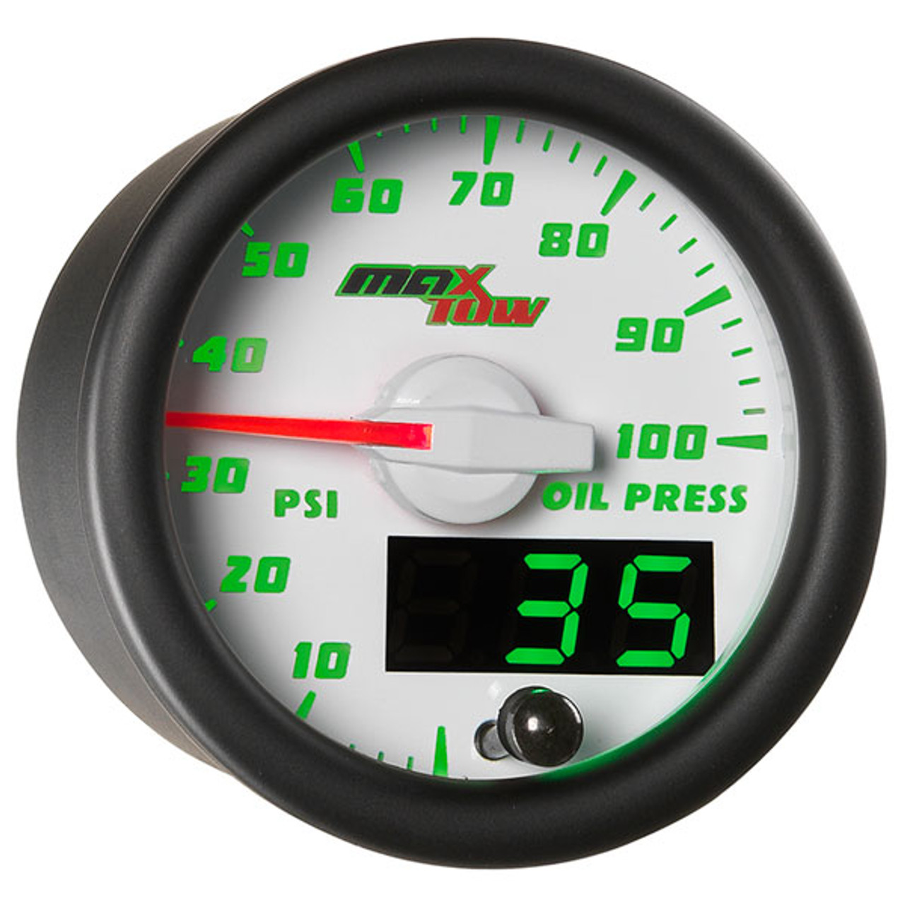 White & Green MaxTow Oil Pressure Gauge