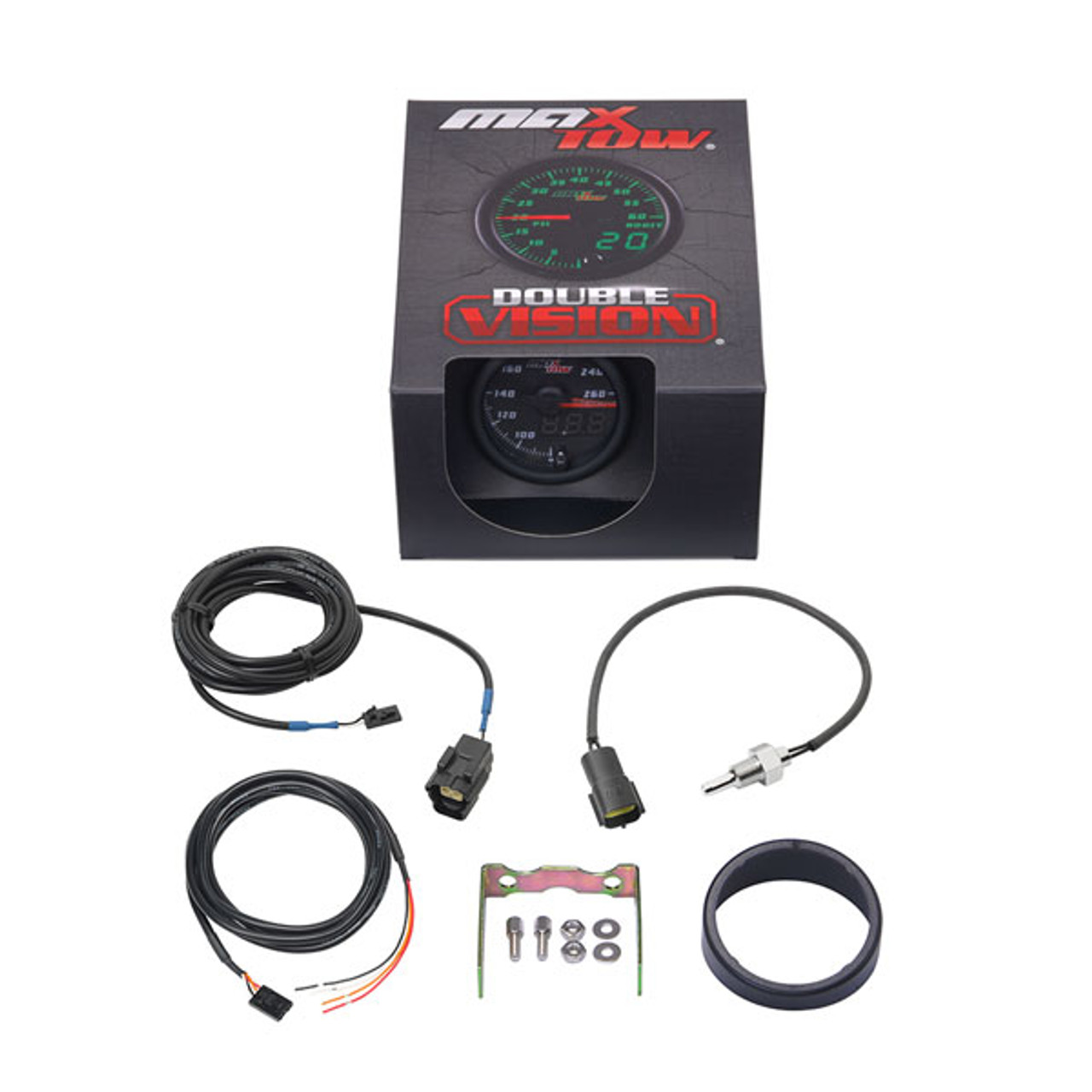 GlowShift  MaxTow Black & Green Double Vision™ Trans Temp Gauge