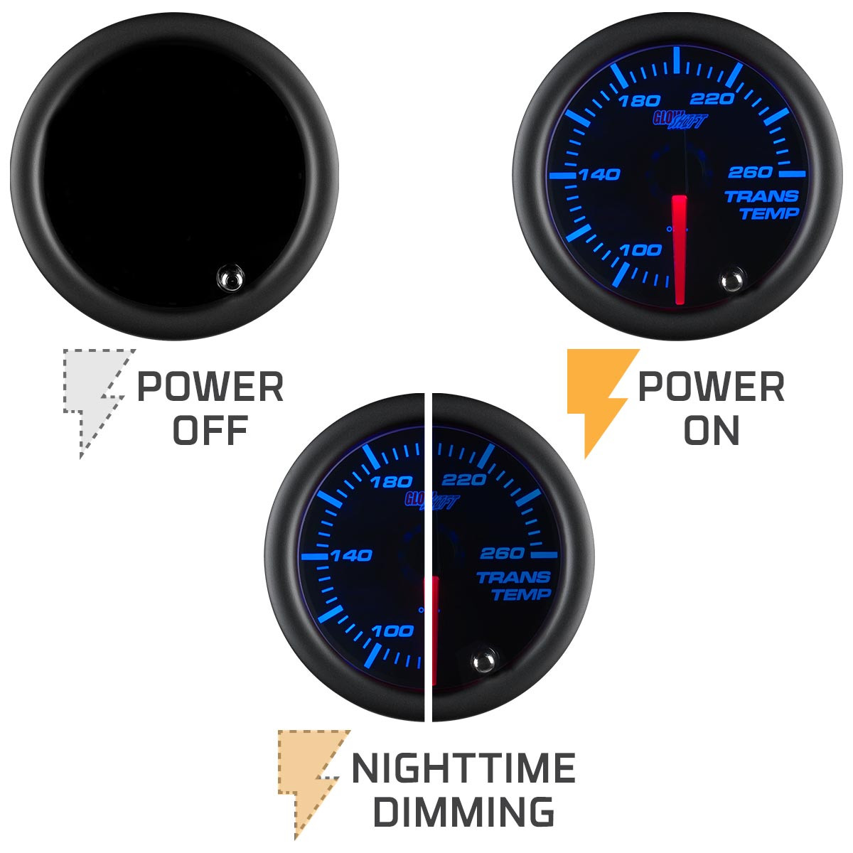GlowShift | Tinted 7 Color Transmission Temperature Gauge