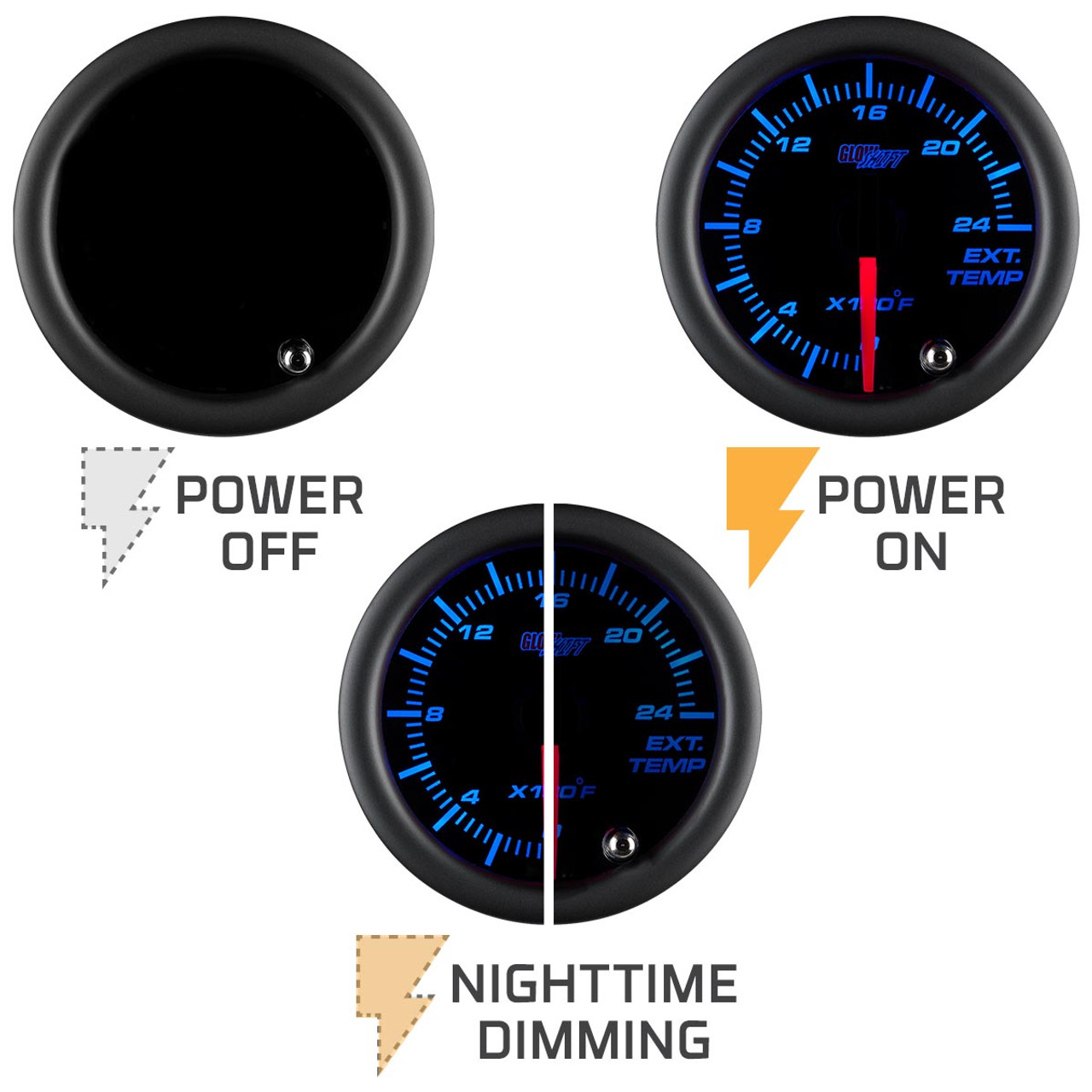 GlowShift Tinted Color 2400° F Exhaust Gas Temperature Gauge