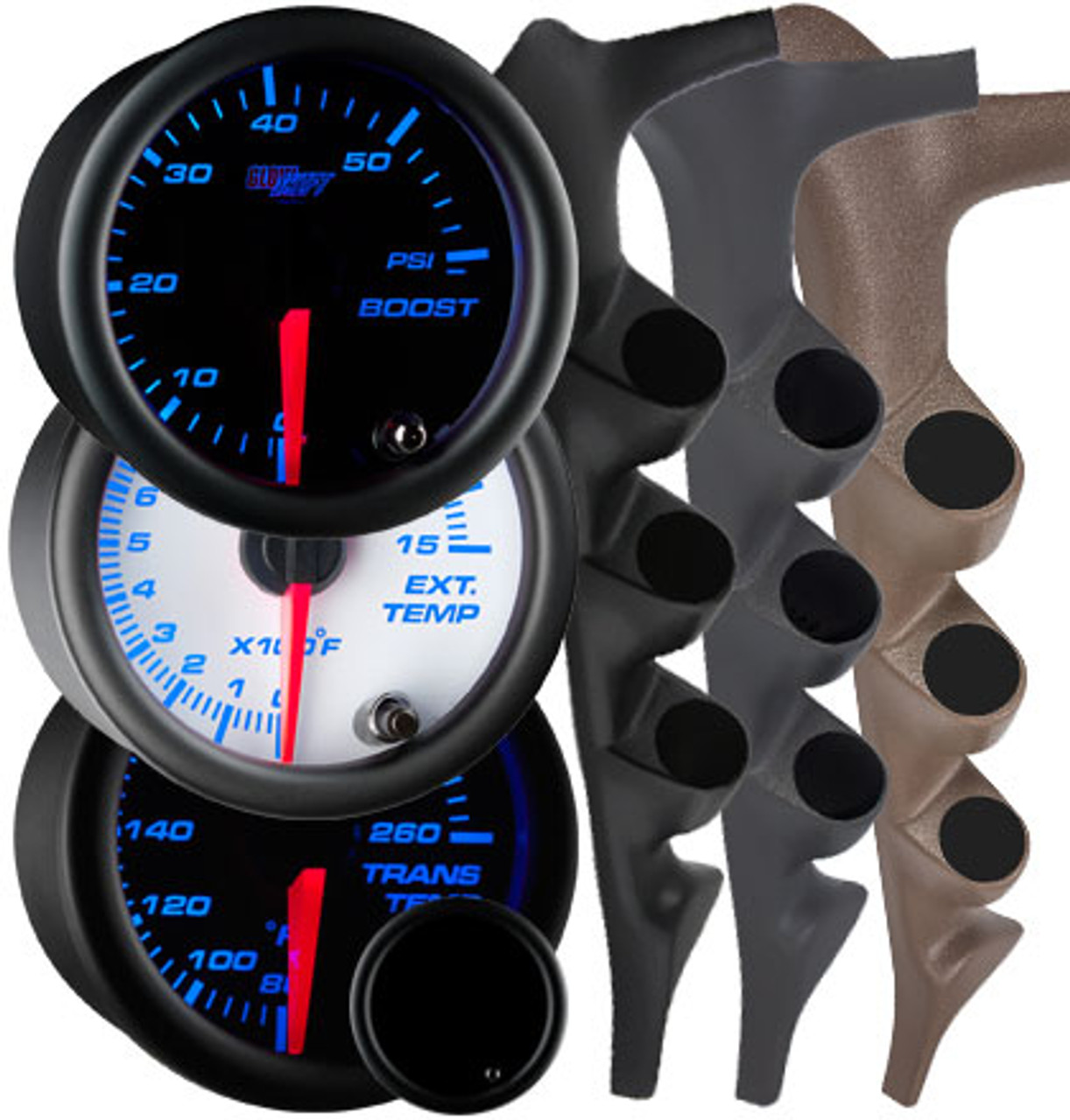 GlowShift | 7 Color Series Triple Gauge Package for 1992-1997 Ford 