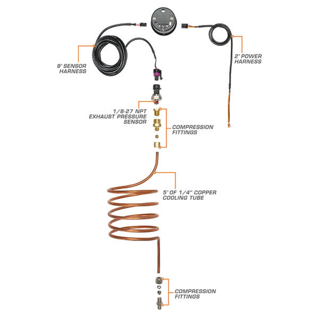 GlowShift | Black 7 Color 100 PSI Exhaust Pressure Gauge