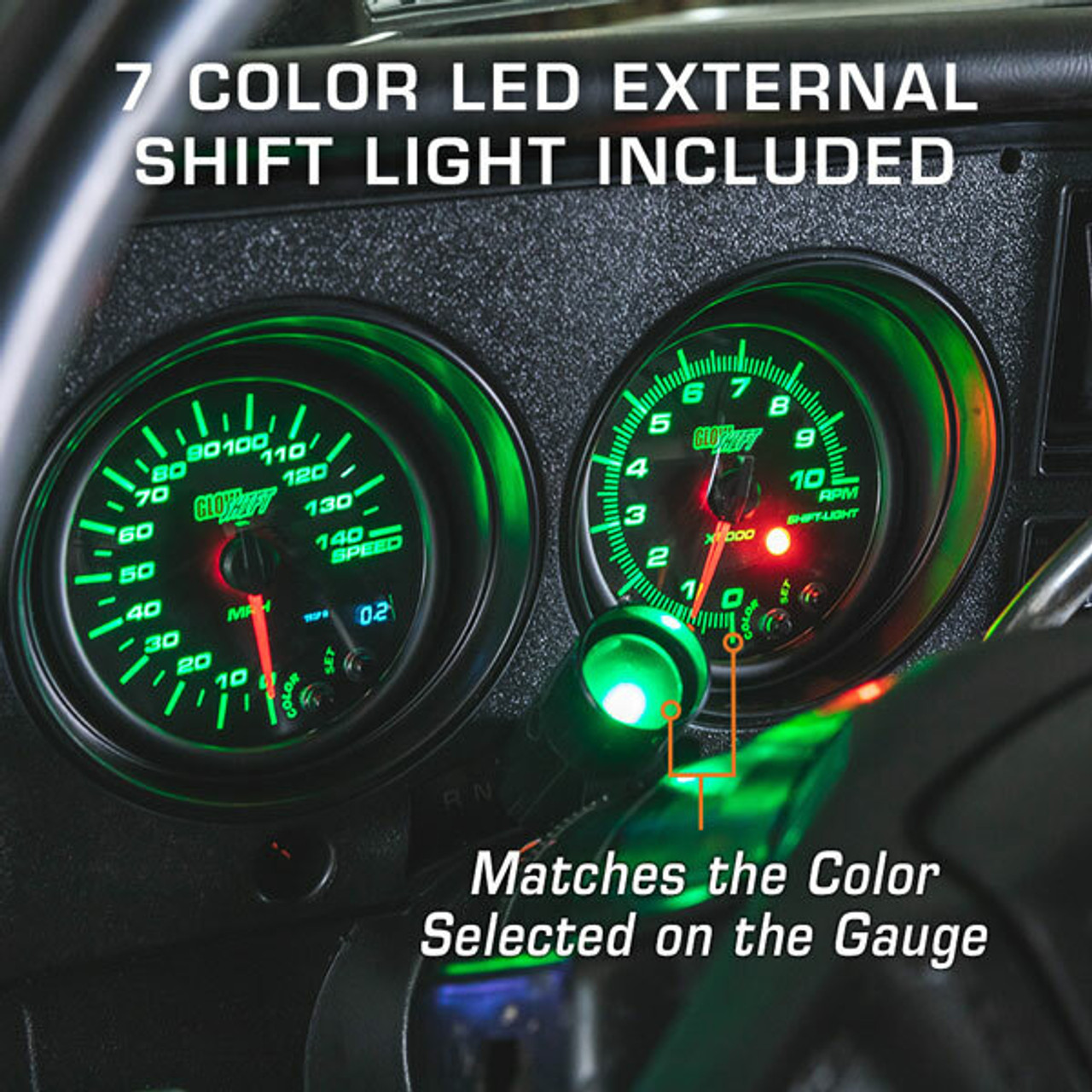 2 1/16 GLOWSHIFT BLACK 7 COLOR LED TACHOMETER TACH GAUGE METER 2 1/16 GLOWSHIFT BLACK 7 COLOR LED TACHOMETER TACH GAUGE METER